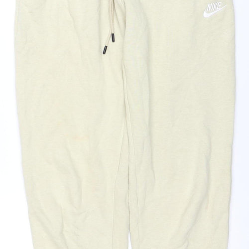 Nike Women's Beige Jogger Sweatpants S Fleece Activewear Trousers