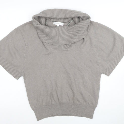Sub-Couture Womens Beige Cowl Neck Short Sleeve Jumper Size 4