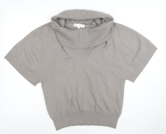 Sub-Couture Womens Beige Cowl Neck Short Sleeve Jumper Size 4