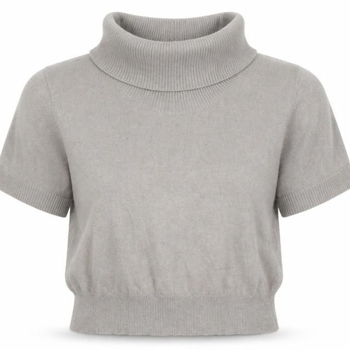 Sub-Couture Womens Beige Cowl Neck Short Sleeve Jumper Size 4
