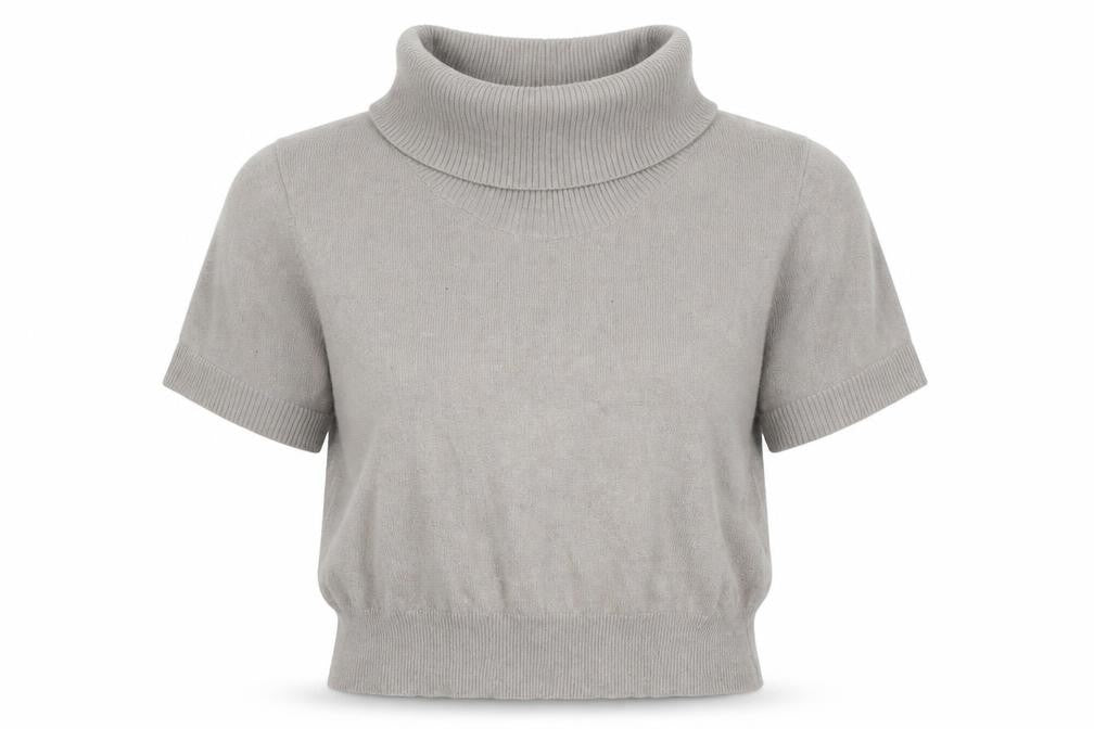 Sub-Couture Womens Beige Cowl Neck Short Sleeve Jumper Size 4