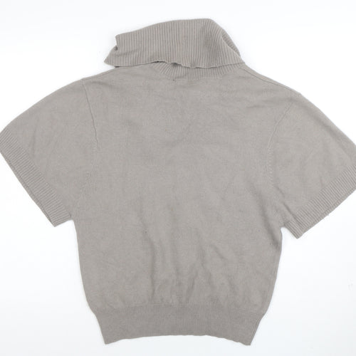 Sub-Couture Womens Beige Cowl Neck Short Sleeve Jumper Size 4