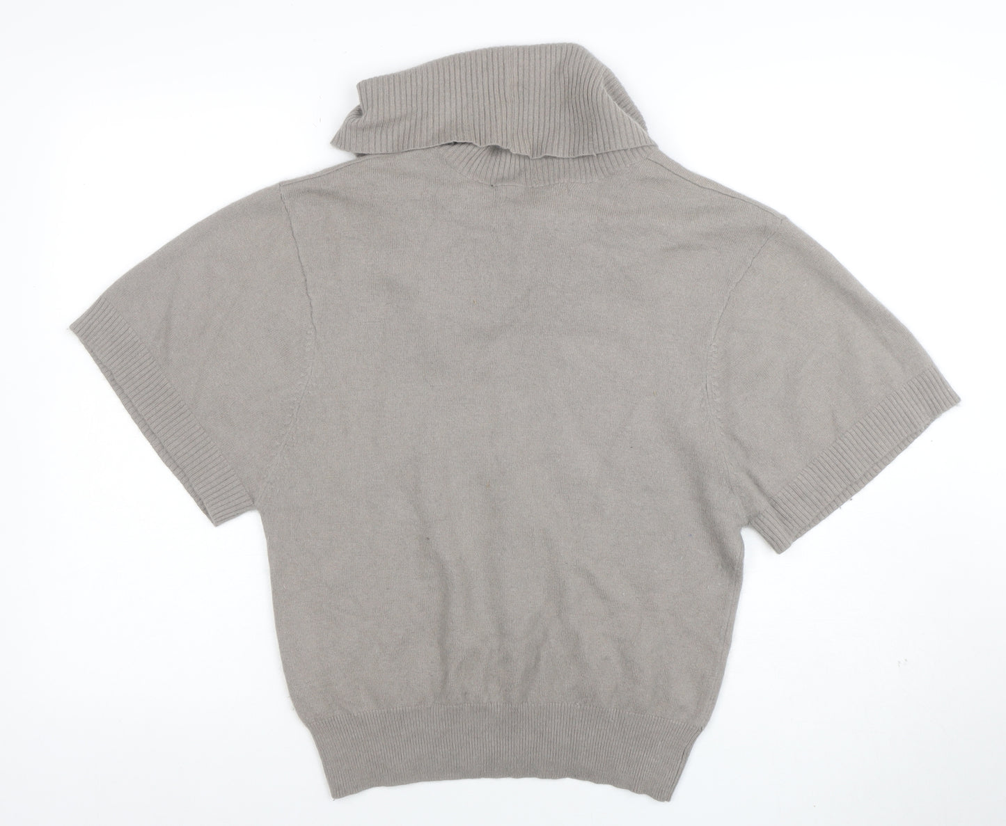 Sub-Couture Womens Beige Cowl Neck Short Sleeve Jumper Size 4