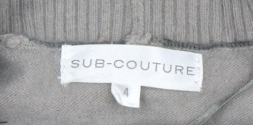 Sub-Couture Womens Beige Cowl Neck Short Sleeve Jumper Size 4