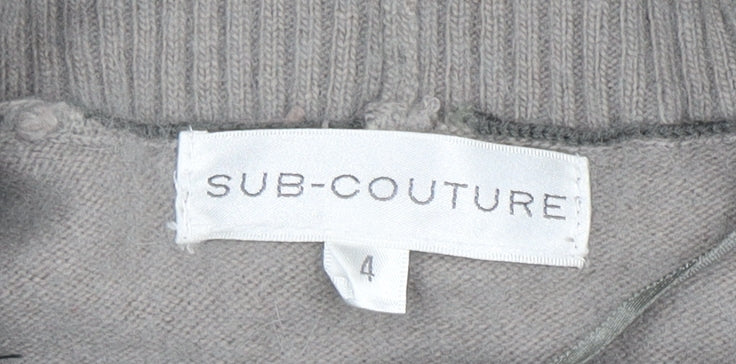 Sub-Couture Womens Beige Cowl Neck Short Sleeve Jumper Size 4
