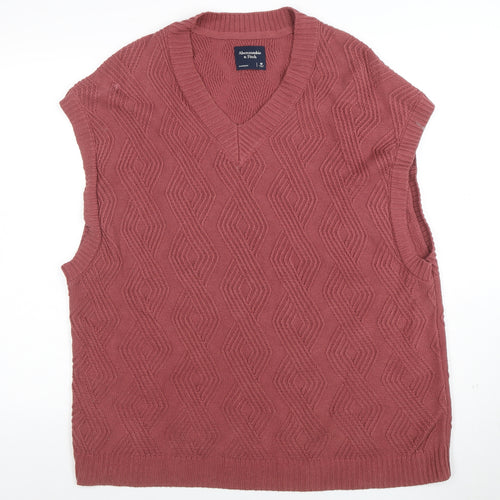 Abercrombie & Fitch Women’s Brown Knit V-Neck Oversized Sleeveless Jumper M