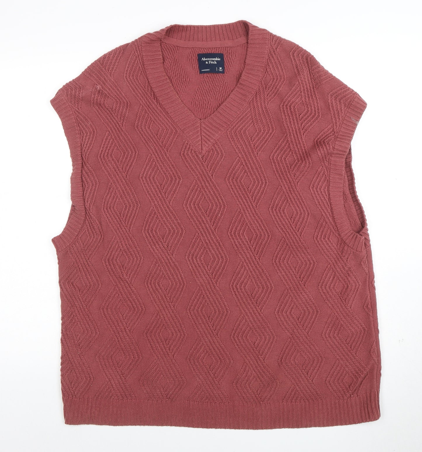 Abercrombie & Fitch Women’s Brown Knit V-Neck Oversized Sleeveless Jumper M