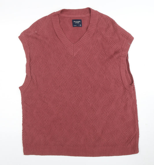 Abercrombie & Fitch Women’s Brown Knit V-Neck Oversized Sleeveless Jumper M