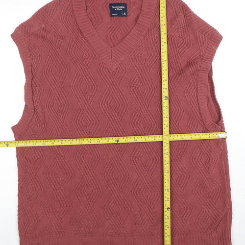 Abercrombie & Fitch Women’s Brown Knit V-Neck Oversized Sleeveless Jumper M