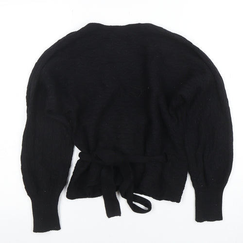 Object Womens Black XS Wrap Cable Knit Jumper