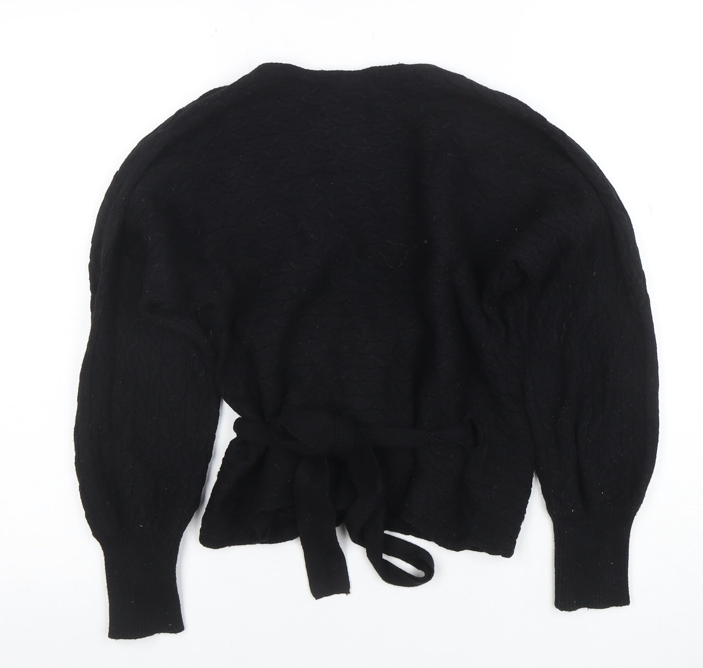 Object Womens Black XS Wrap Cable Knit Jumper