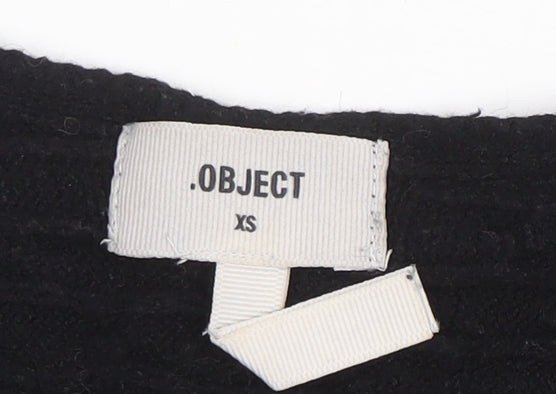 Object Womens Black XS Wrap Cable Knit Jumper