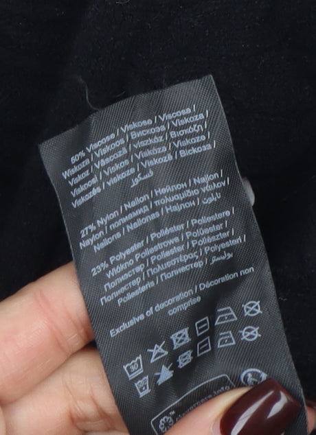 Object Womens Black XS Wrap Cable Knit Jumper