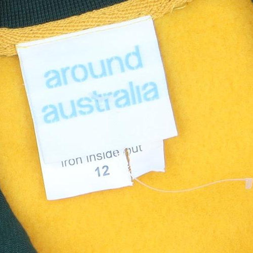 Around Australia Boys Yellow Full Zip Sweatshirt Size 12 Classic Fit