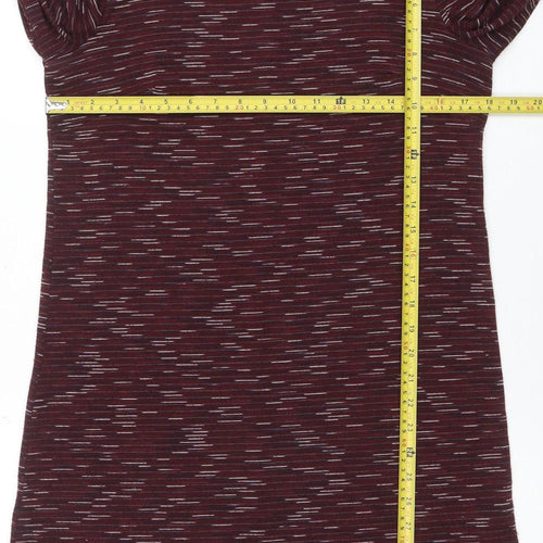 Marks and Spencer Women's Red Striped Roll Neck Bodycon Dress Size 12
