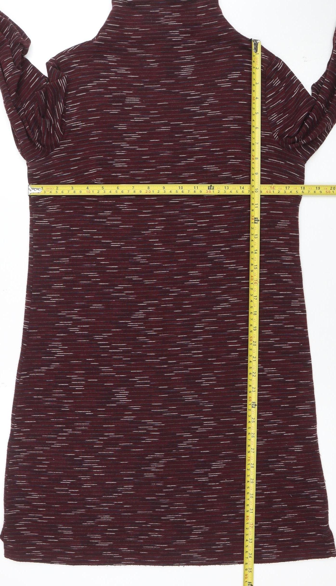 Marks and Spencer Women's Red Striped Roll Neck Bodycon Dress Size 12