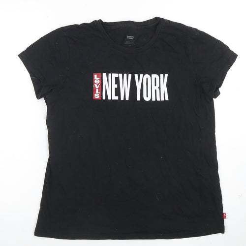 Levi's Womens Black New York Graphic Cotton T-Shirt Size L