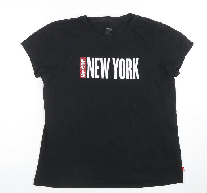 Levi's Womens Black New York Graphic Cotton T-Shirt Size L