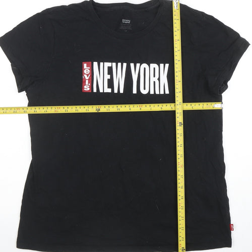 Levi's Womens Black New York Graphic Cotton T-Shirt Size L
