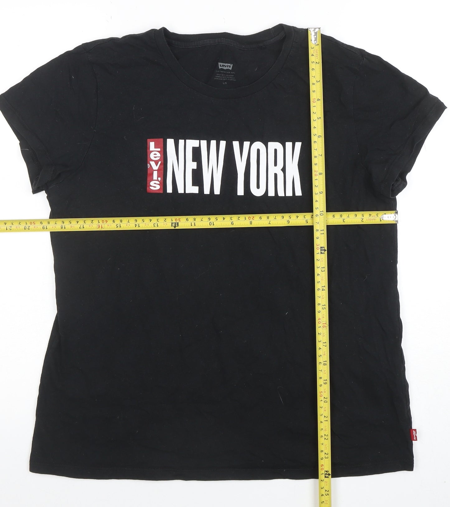 Levi's Womens Black New York Graphic Cotton T-Shirt Size L