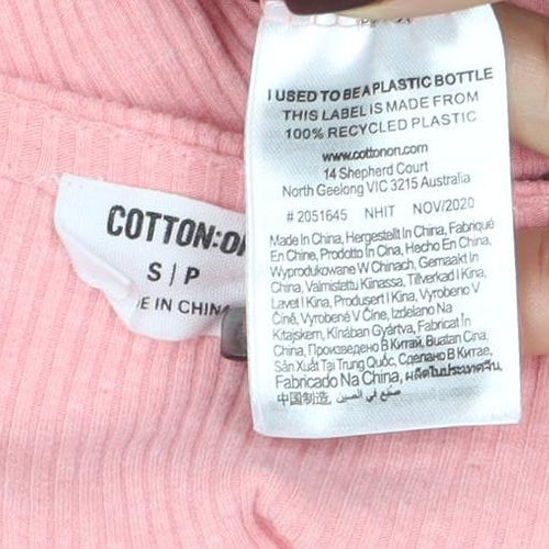 Cotton On Women's Pink Cropped Long Sleeve Button-Up Top Size S