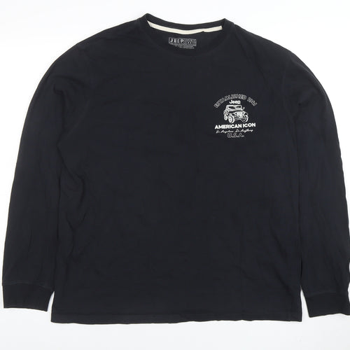 Jeep Spirit 1941 Men's Black Long Sleeve Graphic T-Shirt Size L
