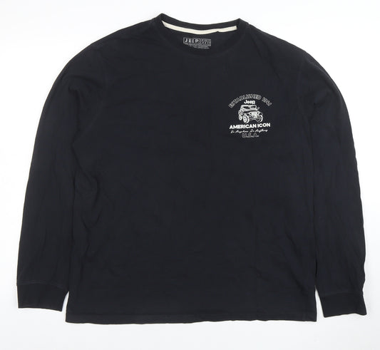 Jeep Spirit 1941 Men's Black Long Sleeve Graphic T-Shirt Size L