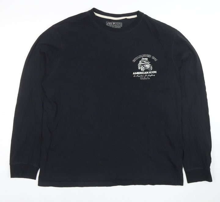 Jeep Spirit 1941 Men's Black Long Sleeve Graphic T-Shirt Size L