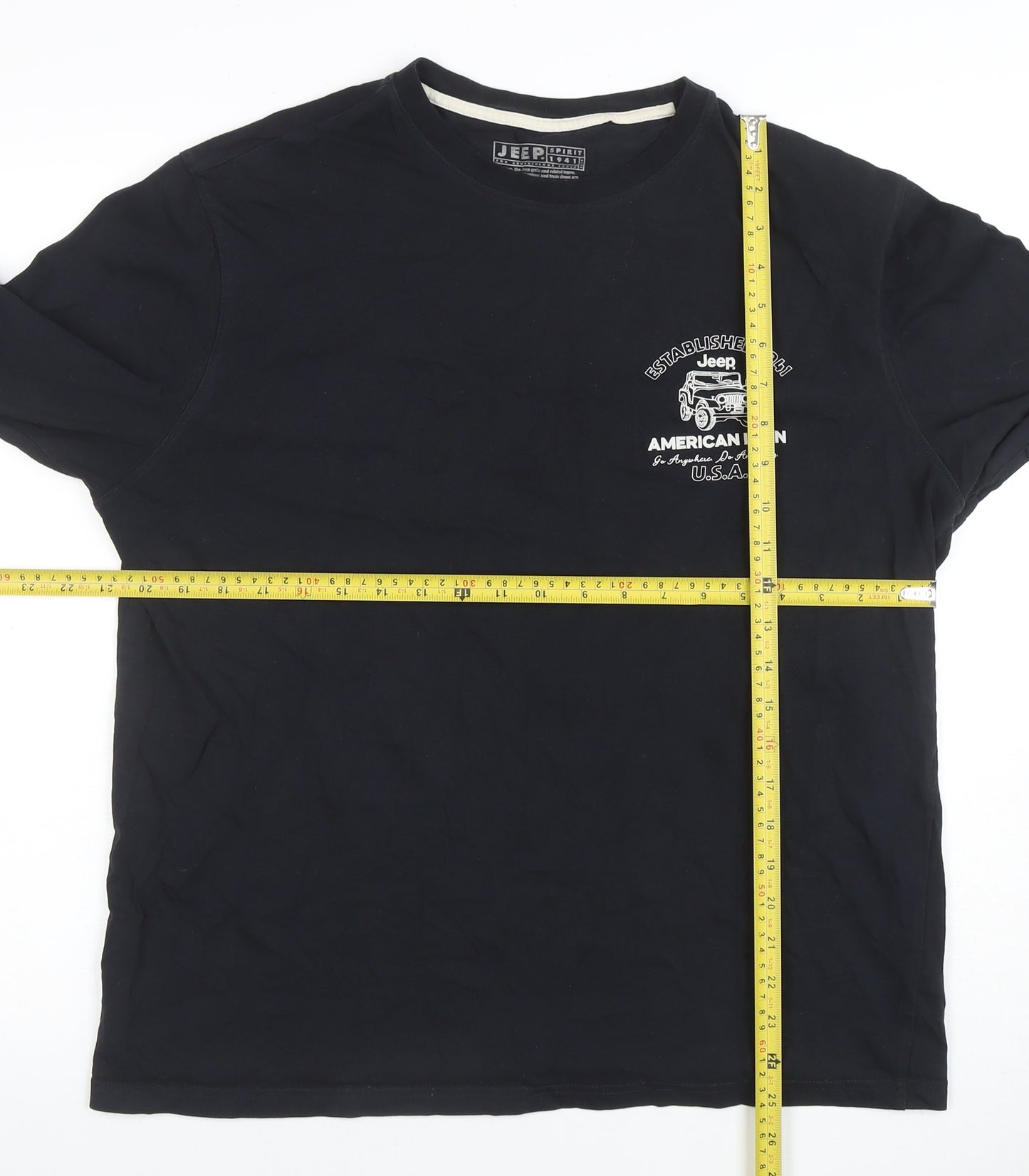 Jeep Spirit 1941 Men's Black Long Sleeve Graphic T-Shirt Size L