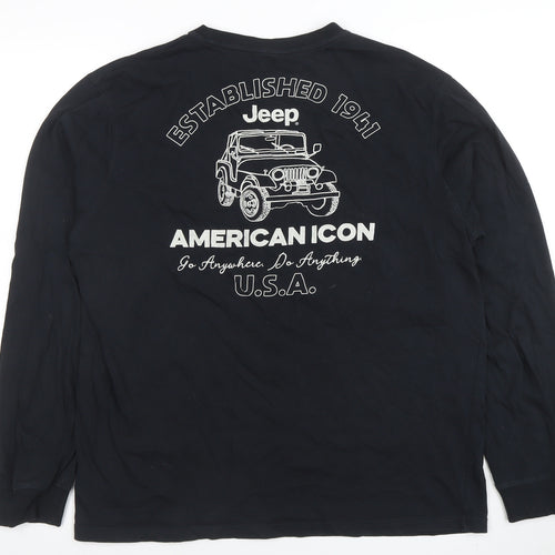 Jeep Spirit 1941 Men's Black Long Sleeve Graphic T-Shirt Size L