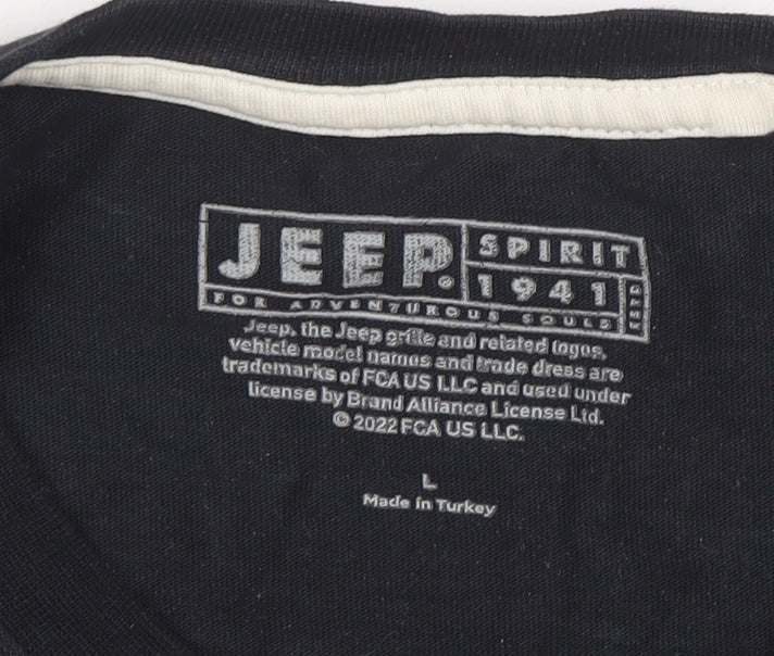 Jeep Spirit 1941 Men's Black Long Sleeve Graphic T-Shirt Size L