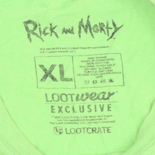 Rick and Morty Lootwear Exclusive Green XL Men's Graphic T-Shirt