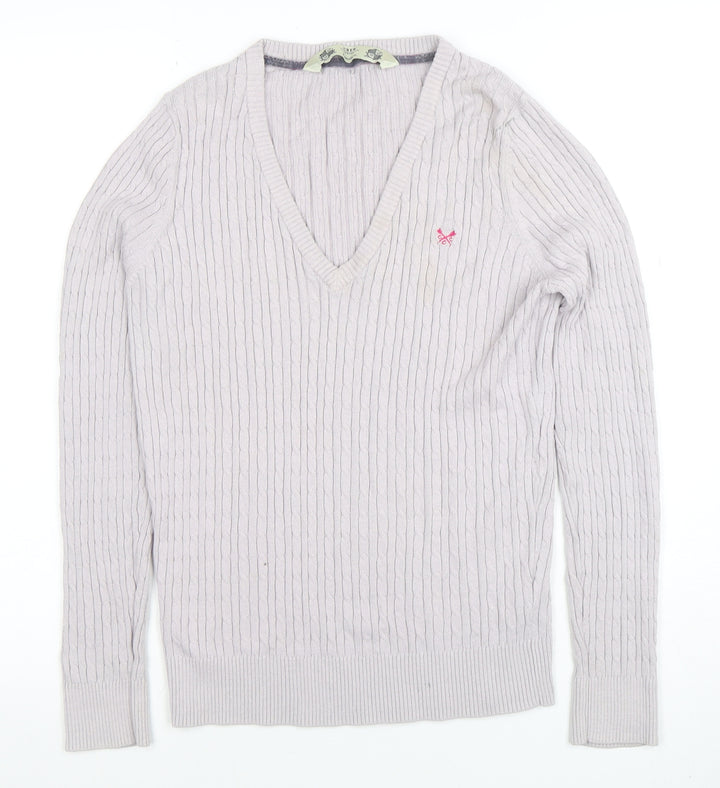 Crew Clothing Co. Women’s Beige V-Neck Cable Knit Jumper M