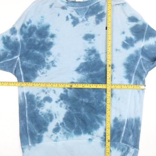 Russell Athletic Men's Blue Tie Dye Cotton Crew Neck Sweatshirt M