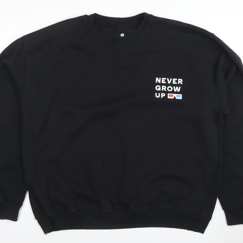 Little White Lies Men's Black 2XL Crew Neck Pullover Sweatshirt