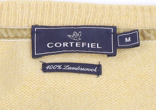 Cortefiel Men's Beige Lambswool V-Neck Jumper M