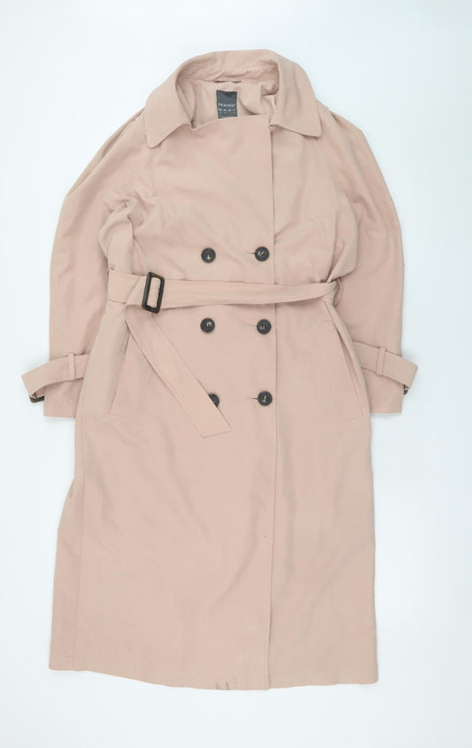 Primark Women's Beige Long Trench Coat Size 10 Belted Classic Style