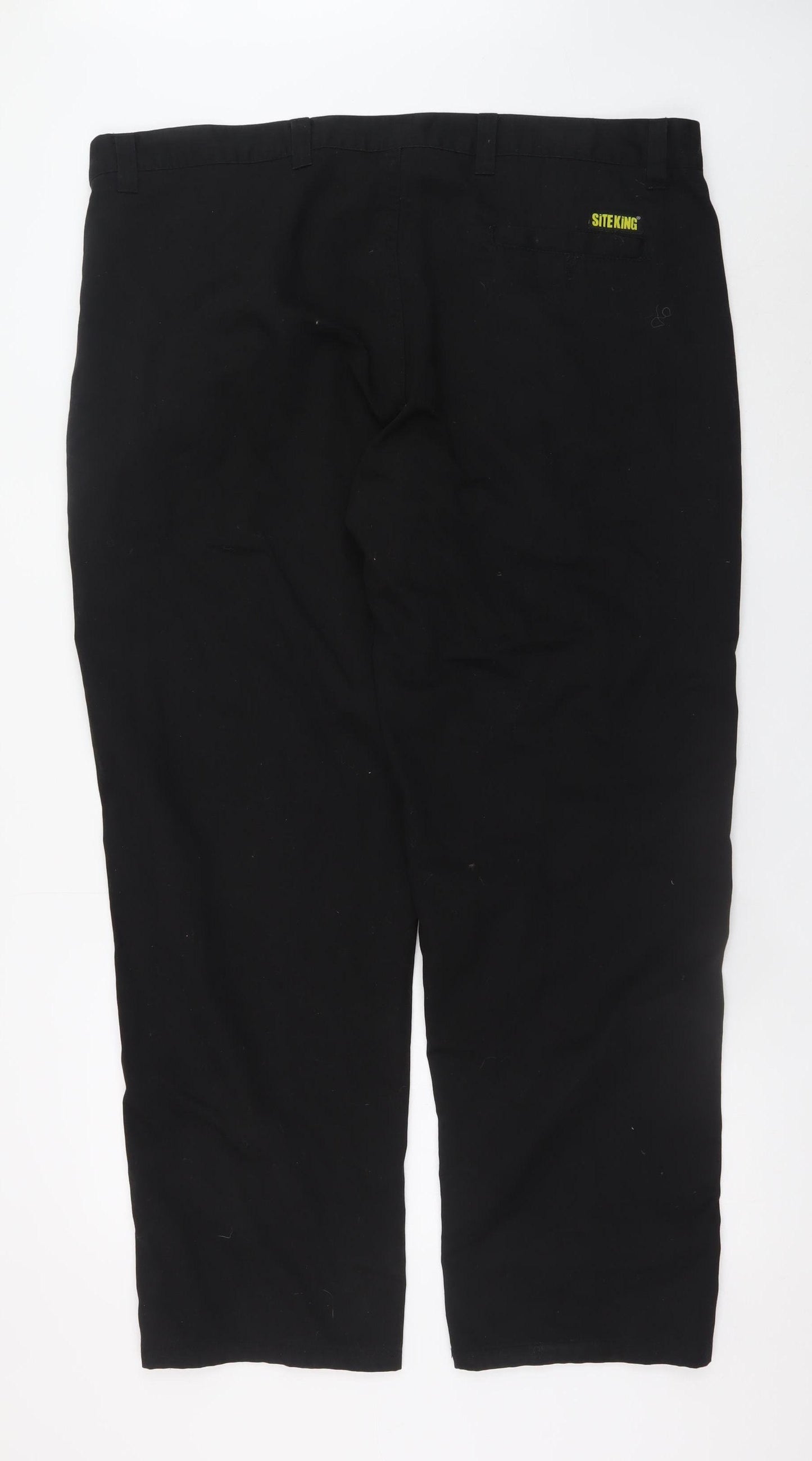 Site King Men's Black Work Trousers Size 42 Regular Fit Polyester Cotton