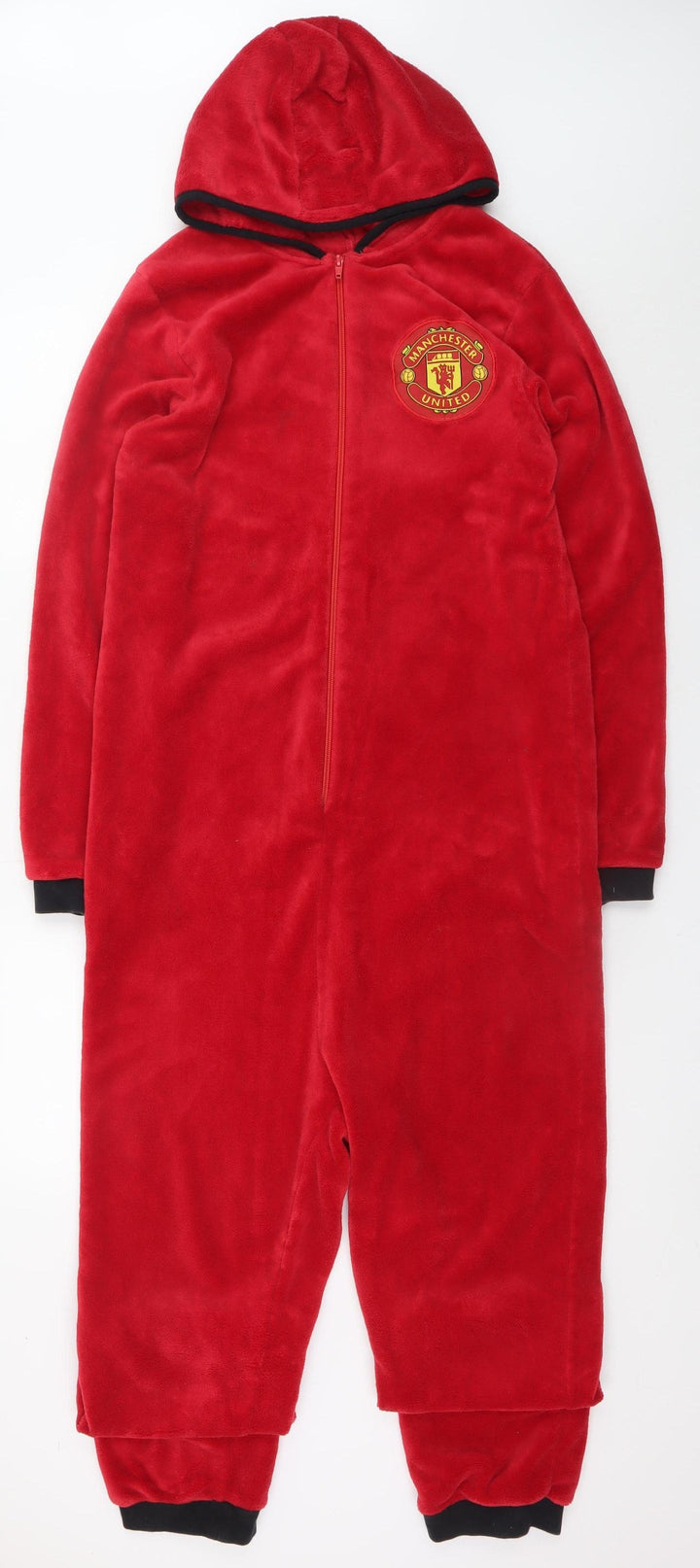 Manchester United Mens Red Fleece Hooded Onesie Size S Zip Up