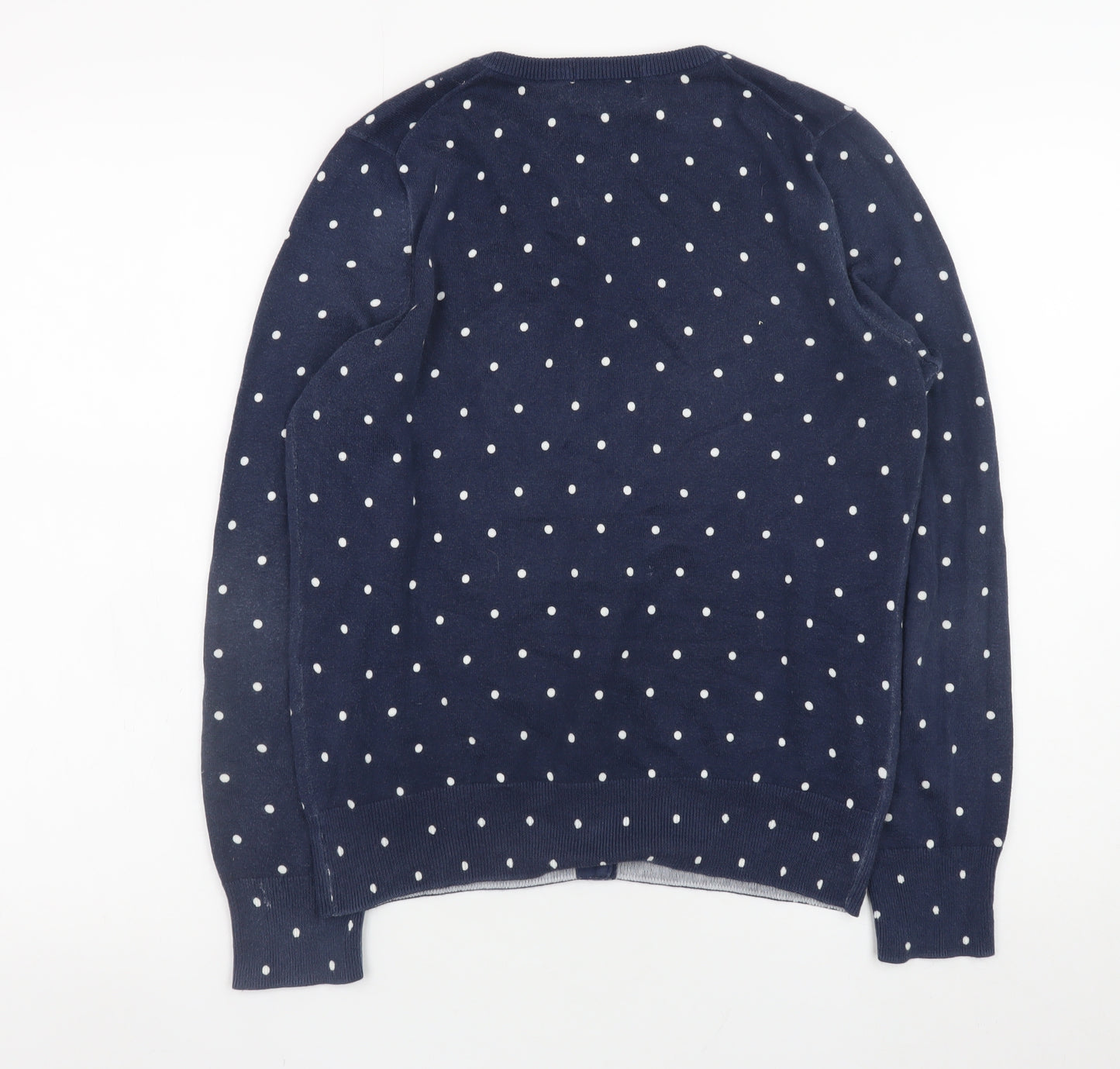 Lands’ End Women Blue Polka Dot Cotton Cardigan Size S