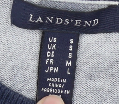 Lands’ End Women Blue Polka Dot Cotton Cardigan Size S