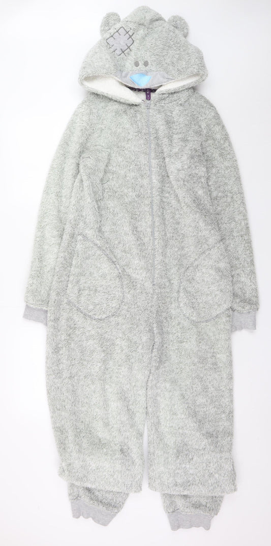 Marks and Spencer Women Grey Fleece Bear Hooded Onesie Size 8