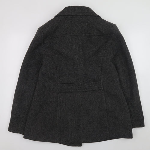BHS Women’s Grey Wool Blend Pea Coat Size 16 Classic Mid-Length