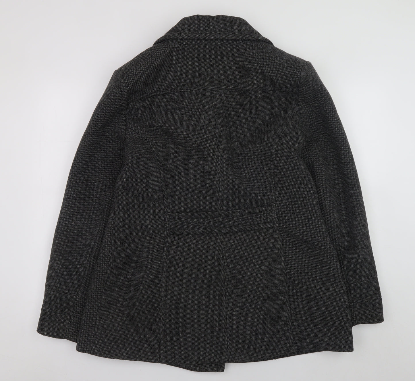 BHS Women’s Grey Wool Blend Pea Coat Size 16 Classic Mid-Length