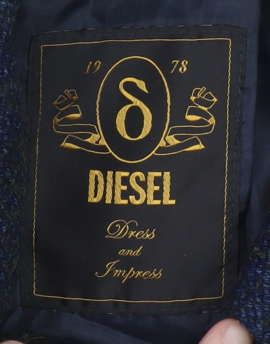 Diesel Women Dark Green Wool Blend Biker Jacket XS