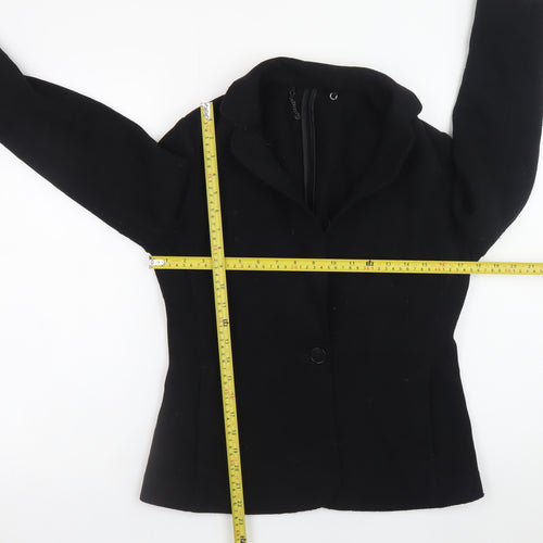 Jigsaw Women's Black Wool Blazer UK 10 Classic Short Jacket