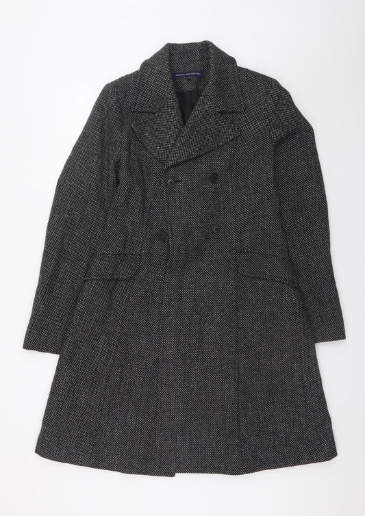 French Connection Women’s Black Wool Pea Coat Size 10 Long Winter Coat