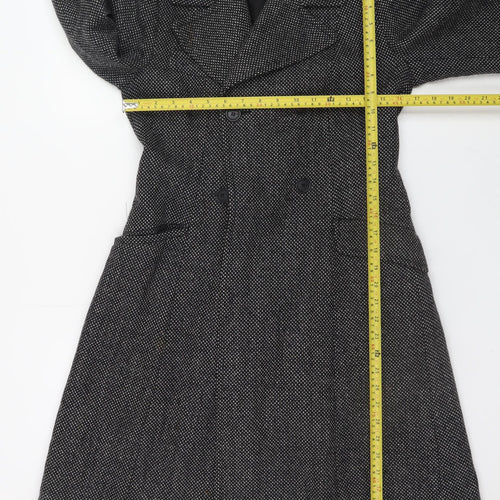 French Connection Women’s Black Wool Pea Coat Size 10 Long Winter Coat