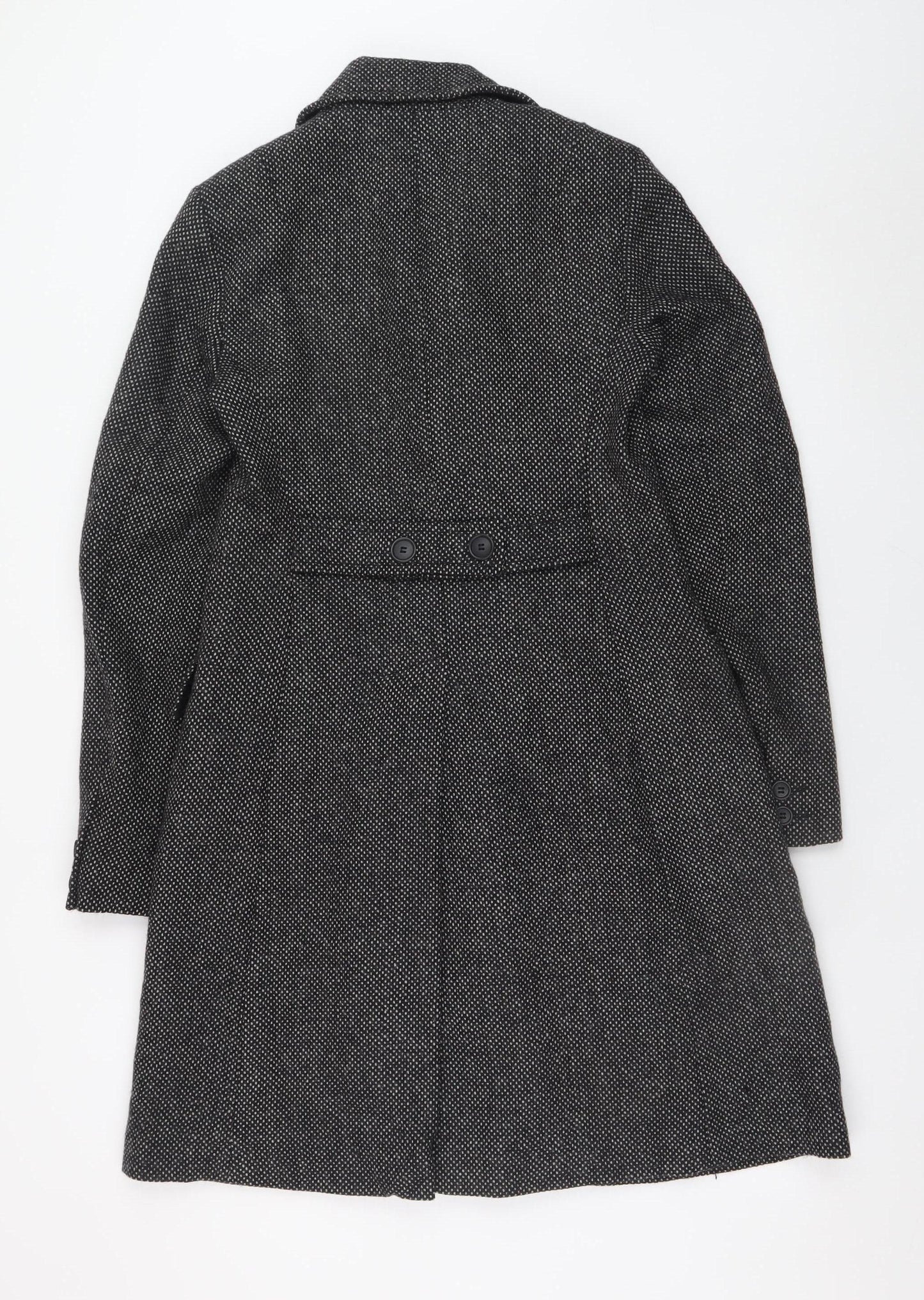 French Connection Women’s Black Wool Pea Coat Size 10 Long Winter Coat