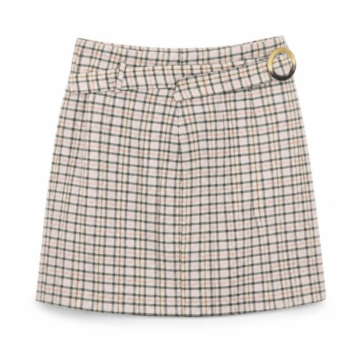 Miss Selfridge Women’s Beige Check Tweed Short Skirt UK 12 A-Line Winter